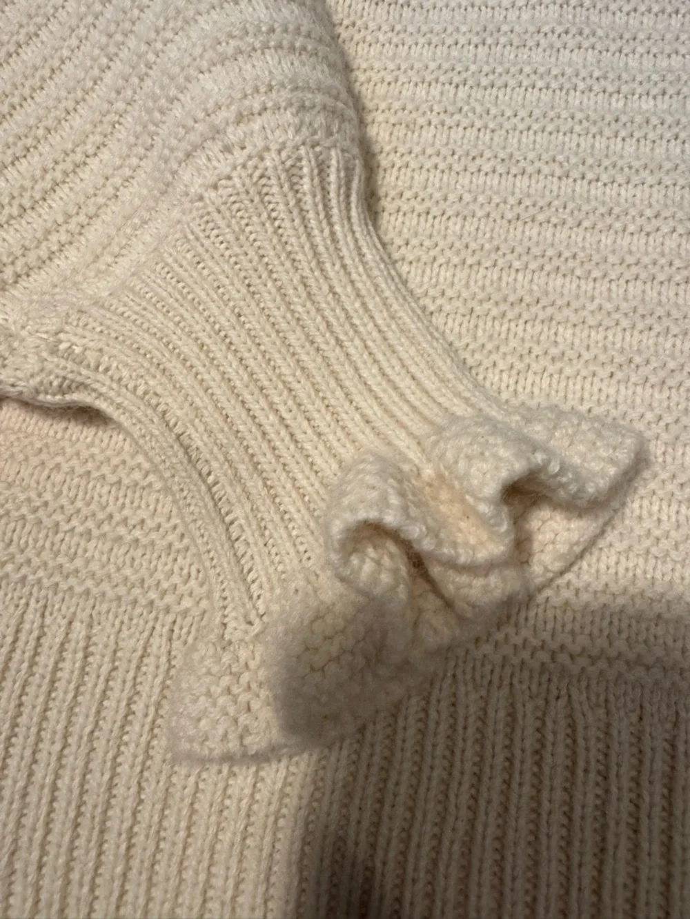 Madewell Ivory Ruffle-Trim Ribbed Sweater - Picture 2 of 4